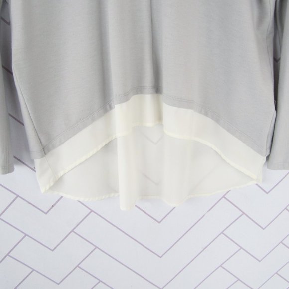 Olivia Sky Split Back Chiffon and Jersey Top sz Lg - Picture 3 of 9